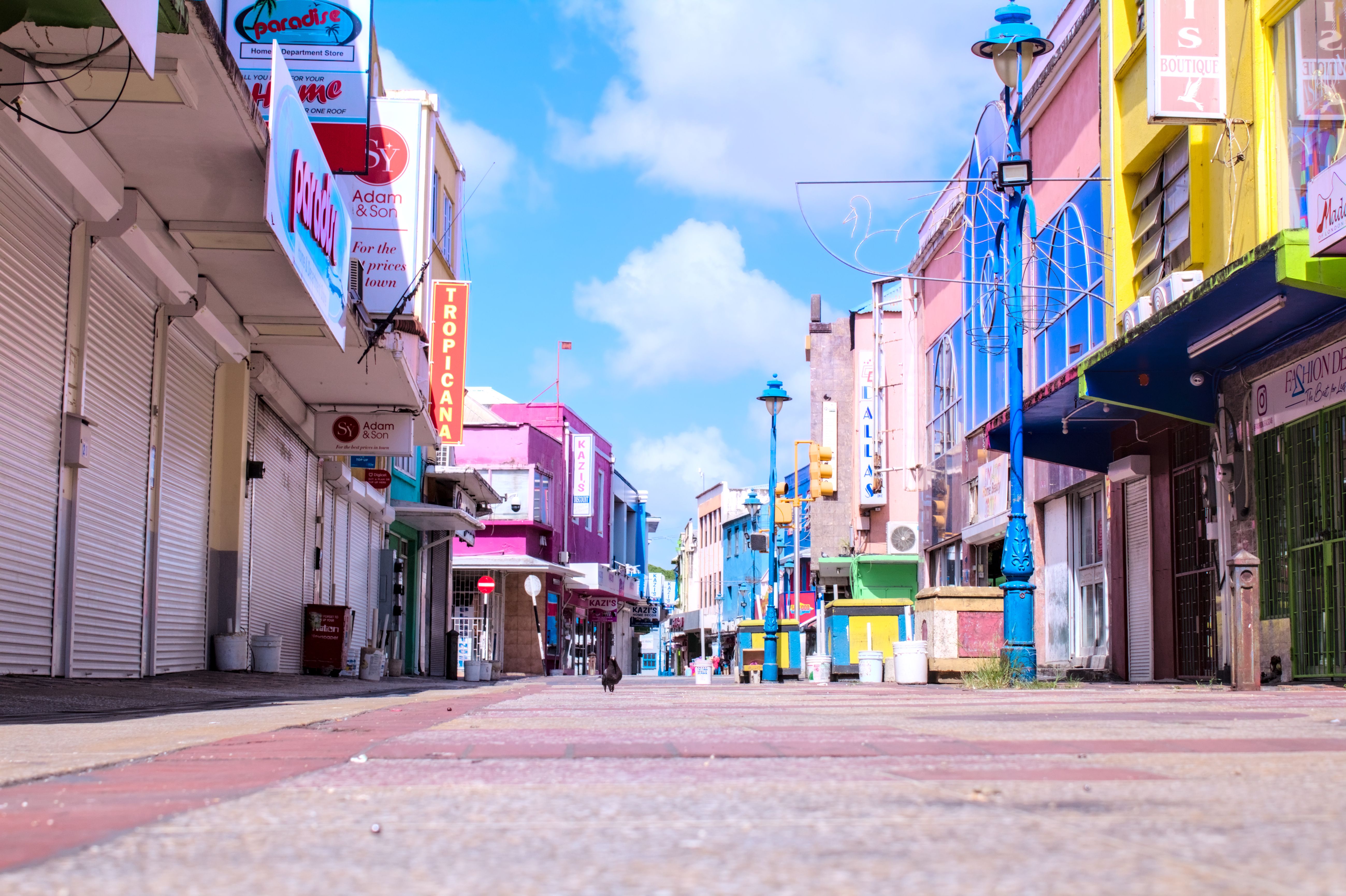 Colourful historic street in Bridgetown, Barbados